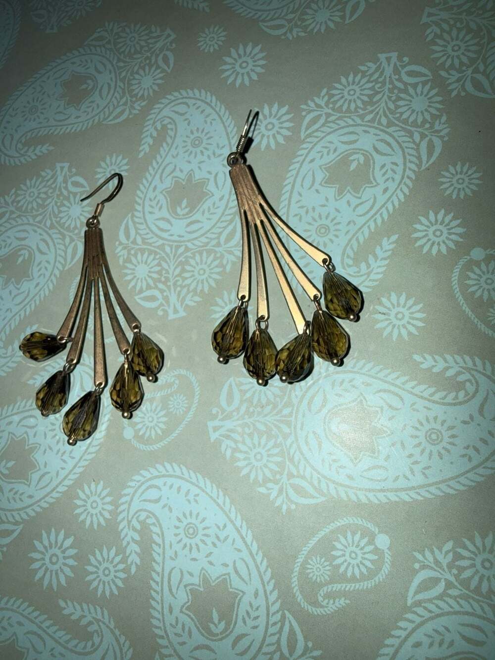Long Chandelier Earrings, Natural Pyrite Earrings, Gold Dangle Earrings, Boho Ch - Picture 7 of 7